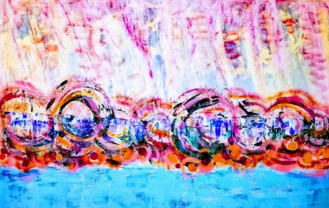 "Wasserstrudel", Acryl auf Leinwand, 80 x 120 cm
